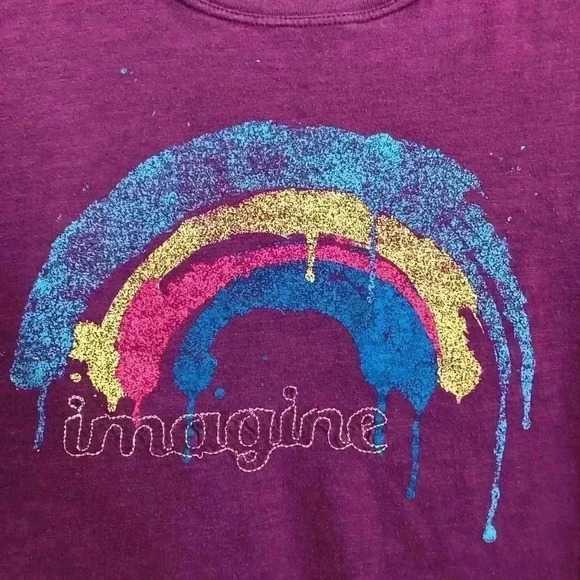 Request Purple Fitted Rainbow T-Shirt  Size Small - Picture 4 of 12